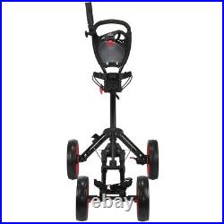 Caddymatic Golf Quad 4-Wheel Folding Golf Pull / Push Cart Black/Red