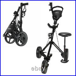 Caddymatic Golf X-TREME 3 Wheel Push/Pull Golf Cart with Seat Black