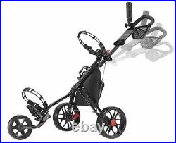 Caddytek 3 Wheel Golf Push Cart Lightweight Close Folding Push Pull Caddy Car
