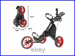 Caddytek EZ-Fold 3 Wheel Golf Push Cart golf trolley Red