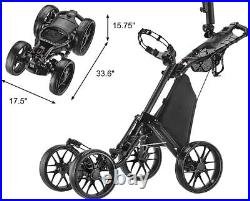 Caddytek One-Click Folding 4 Wheel Version 3 Golf Push Cart (Dark Grey)