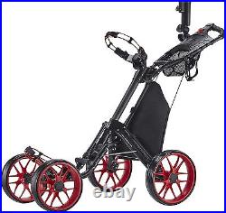 Caddytek One-Click Folding 4 Wheel Version 3 Golf Push Cart (Red)