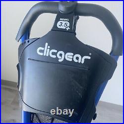 Clicgear 3.5+ Golf Bag Cart Push Pull Three Wheel Portable Foldable Blue