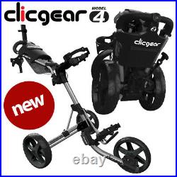 Clicgear 4.0 Golf Push Trolley Cart Silver Umbrella +Drinks Holder NEW! 2021