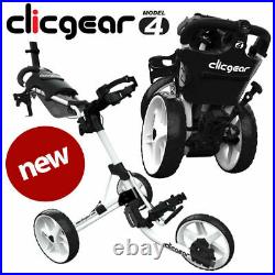 Clicgear 4.0 Golf Push Trolley Cart White Umbrella + Drinks Holder NEW! 2021