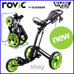 Clicgear ROVIC RV2L Lite 3-Wheel Golf Push Trolley Charcoal/Lime NEW! 2021