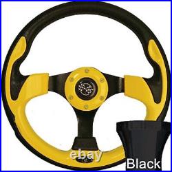 Club Car DS 1982-Up Golf Cart Yellow Race Steering Wheel Black Adapter Kit