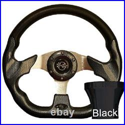 Club Car Precedent 2004-Up Golf Cart Carbon Fiber Racer Steering Wheel Black Kit
