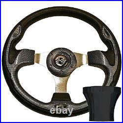 Club Car Precedent 2004-Up Golf Cart Carbon-Fiber Rally Steering Wheel Black Kit