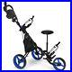 Foldable 3 Wheels Golf Push Pull Cart 4 Height Positions Golf Push Trolley