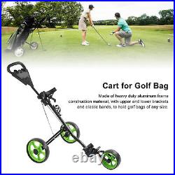 Foldable Golf Push Cart Folding Golf Cart With 3 Wheels Quick Braking