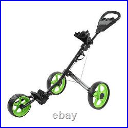Foldable Golf Push Cart Folding Golf Cart With 3 Wheels Quick Braking