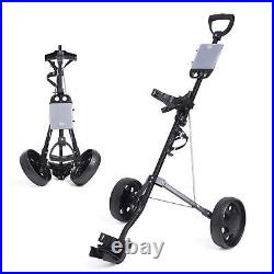 Folding Golf Pull Cart 2 Wheel with Foot Brake and Scorecard Lightweight Golf