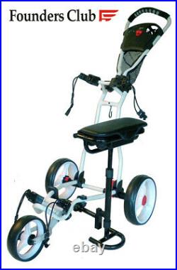 Founders Club Franklin 3 Wheel Golf Push Pull Cart with Seat Umbrella Holder