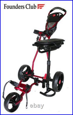 Founders Club Franklin 3 Wheel Golf Push Pull Cart with Seat Umbrella Holder