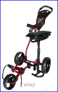 Founders Club Spider 3 Wheel Golf Push Cart with Seat Red