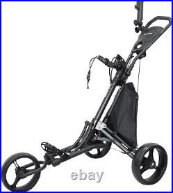 GIG-FX 3 Wheel Golf Push Cart-Foldable Collapsible Lightweight Pushcart with to