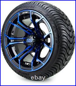 GTW 12 Spyder Blue and Black Golf Cart Wheels and Tires (215-35-12) Set of 4