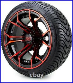 GTW 12 Spyder Red and Black Golf Cart Wheels and Tires (215-35-12) Set of 4