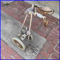 Golden Bear Aluminum Push Pull Golf Bag Cart Folding Vintage Antique Wheels