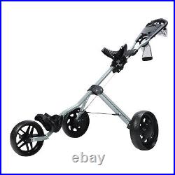 Golf Bag Cart Portable EVA Metal Folding 3 Wheel Golf Walking Push Cart