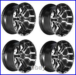 Golf Cart GTW 14x7 Machined Black Omega Wheels Set of 4 34 Offset 4/4