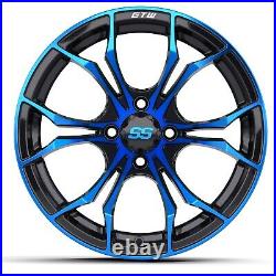 Golf Cart GTW 15x7 Black with Blue Spyder Wheel 34 Offset 4/4 Pattern