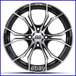 Golf Cart GTW 15x7 Gloss Black Spyder Wheel 34 Offset 4/4 Pattern