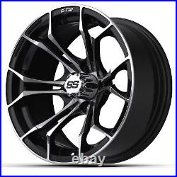 Golf Cart GTW 15x7 Gloss Black Spyder Wheel 34 Offset 4/4 Pattern