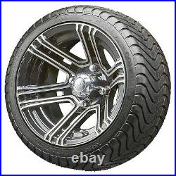 Golf Cart Set (4) 12'' Wheels Rims & Tires Machined Black & 215/40-12 4Ply Tire