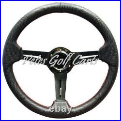 Golf Cart Steering Wheel 14 Black withRed Stitching Club Car Ezgo Yamaha