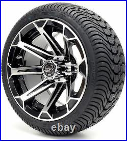 Golf Cart Wheels and Tires Combo 12 Madjax Vortex Machine/Black Set of 4