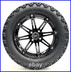 Golf Cart Wheels and Tires Combo 14 Madjax Element Black Set of 4