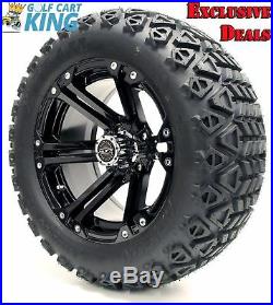 Golf Cart Wheels and Tires Combo 14 Madjax Nitro Black Set of 4
