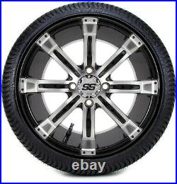 Golf Cart Wheels and Tires Combo 14 Tempest Machine Black- Set of 4