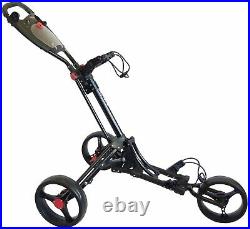 Golf Deluxe 3 Wheel Trolley One Button Easy Fold Outdoor Cart Adjustable Height