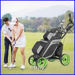 Golf Push Cart, 3 Wheel Caddy Cart Pushcart w Foot Brake, Stylish Scorecard Holder