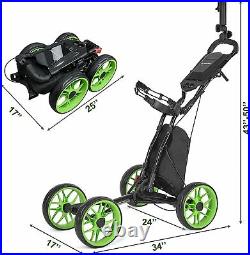 Golf Push Cart, 3 Wheel Caddy Cart Pushcart w Foot Brake, Stylish Scorecard Holder
