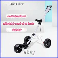 Golf Trolley 3 Wheel Push Pull Cart with Brake Swivel Golf Carts Foldable