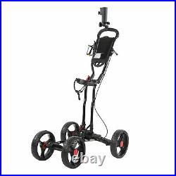 Golfer Push Cart Folding 4 Wheel Compact Caddy With Umbrella Cup Holder? TDM