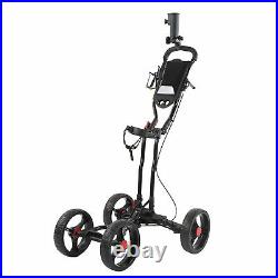 Golfer Push Cart Folding 4 Wheel Compact Caddy With Umbrella Cup Holder? TDM