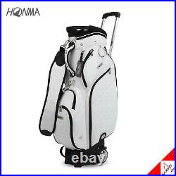 HONMA 2020 CB12018 Unisex Golf Wheeled Caddie Cart Bag 9inch, 7Way, PU, 4.3kg-White