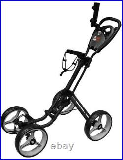Longridge Eze Glide Quad+ 4 Wheel Golf Cart Deluxe Push Golf Trolley Black