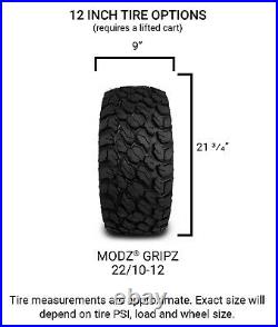 MODZ 12 Ambush Red and Black Golf Cart Wheels and MODZ Gripz Tires (22x10-12)