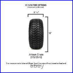 MODZ 12 Enforcer Matte Black Golf Cart Wheels and Tires (215-35-12) Set of 4