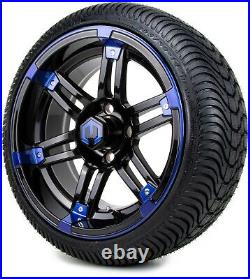 MODZ 14 Aftershock Blue & Black Golf Cart Wheels and Tires (205-30-14) Set of 4