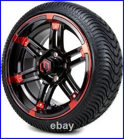 MODZ 14 Aftershock Red & Black Golf Cart Wheels and Tires (205-30-14) Set of 4