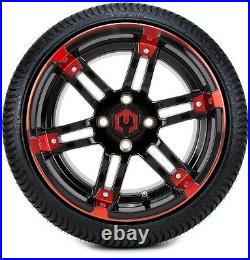 MODZ 14 Aftershock Red & Black Golf Cart Wheels and Tires (205-30-14) Set of 4