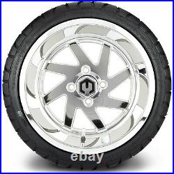 MODZ 14 Fury Chrome Golf Cart Wheels and Radial Tires (205/40-14)