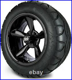MODZ 14 Godfather Glossy Black Golf Cart Wheels and Radial Tires (23x10-14)
